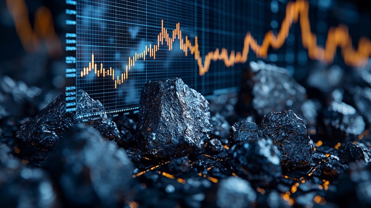 Raw materials with a digital chart behind